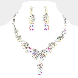 Elegant Aurora Borealis Necklace and Earring Set